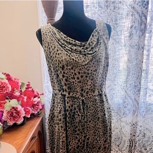 Jennifer Lopez Black Sheath Midi Dress Sleeveless Cowl Neck